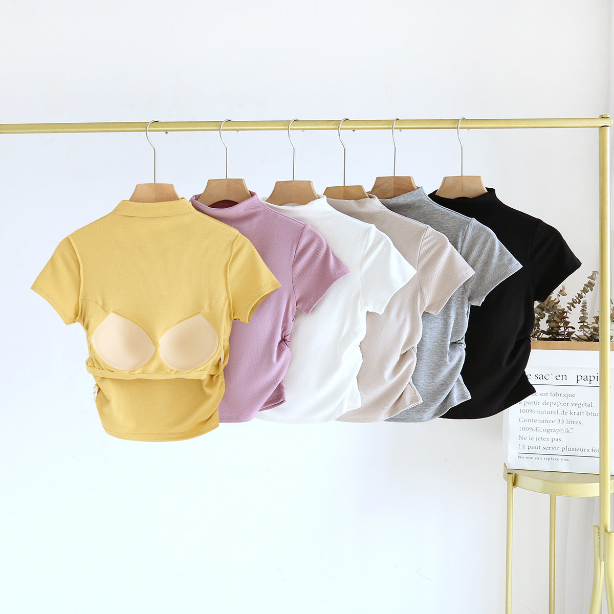 Lime High Neck Built In Bra Top